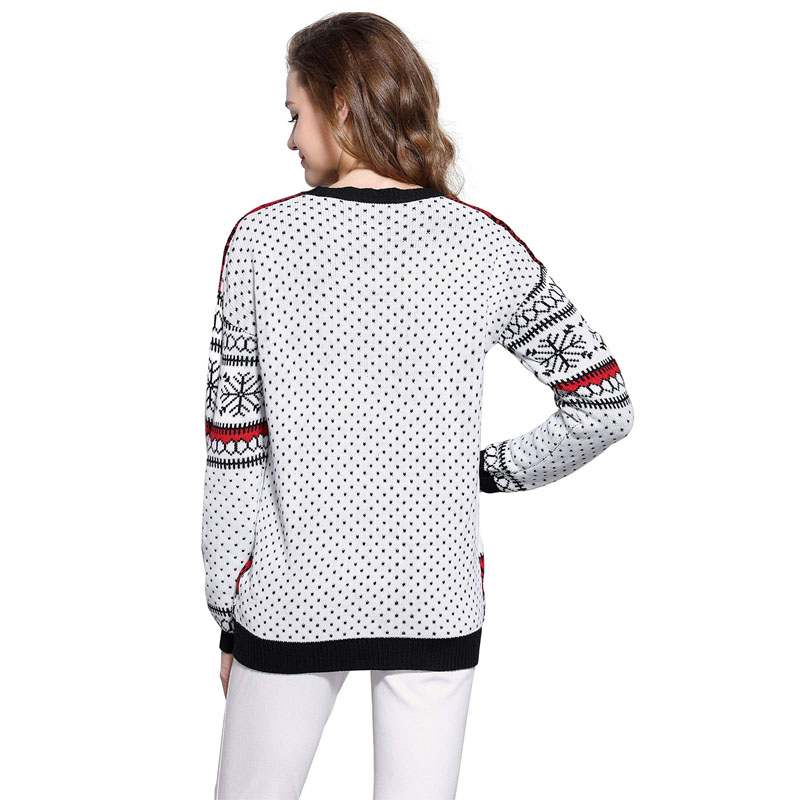 Women Christmas Printing Round Neck Sweater